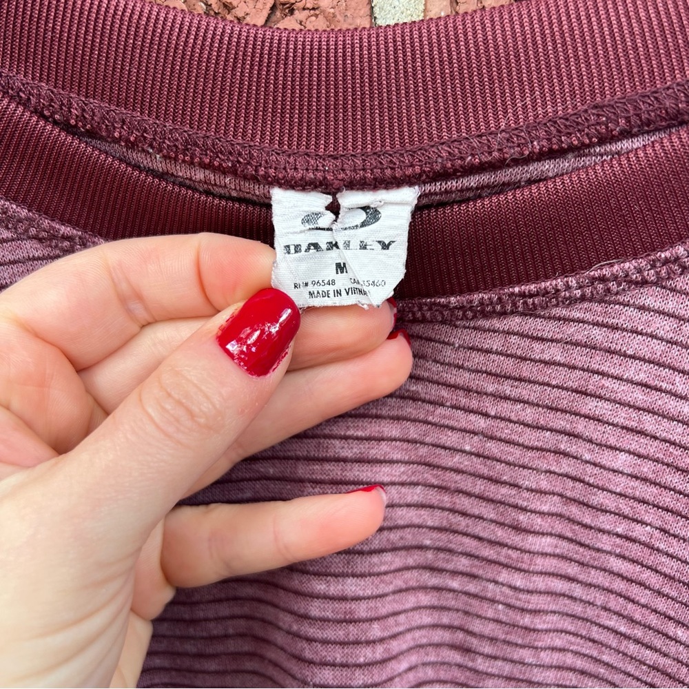 Oakley Burgundy Marled Striped Long Sleeve Shirt - Picture 3 of 5